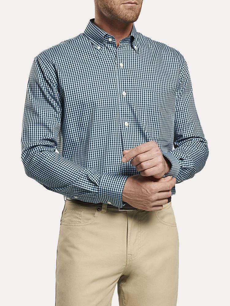 Peter Millar Crown Soft Stretch Gingham Sport Shirt - Saint Bernard