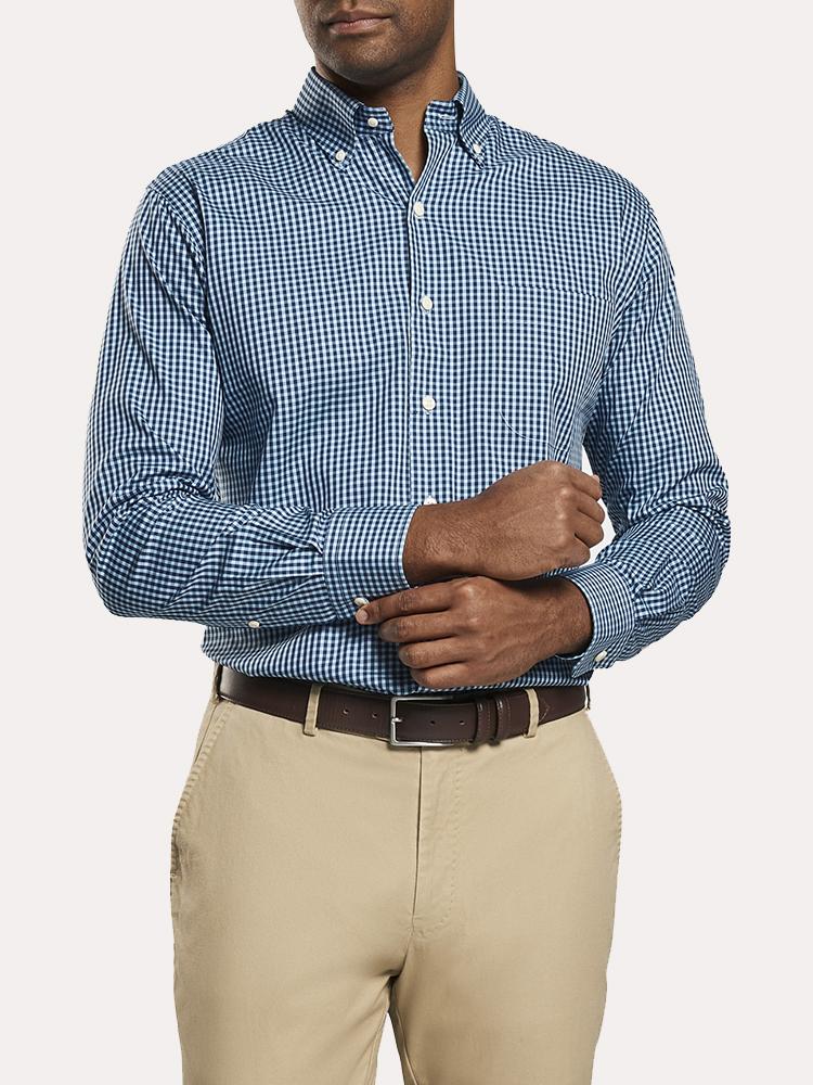 Peter Millar Crown Soft Stretch Gingham Sport Shirt - Saint Bernard