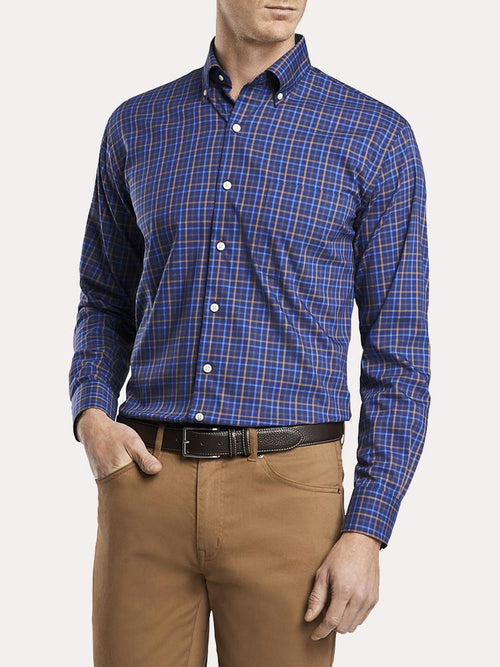 Peter Millar Crown Light Stretch Leadville Multi Tattersall Sport Shirt
