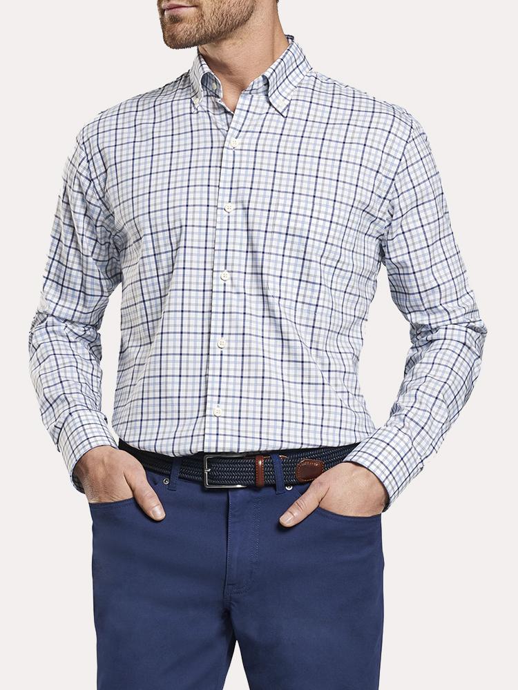 Peter Millar Crown Light Stretch Leadville Multi Tattersall Sport Shirt - Saint Bernard