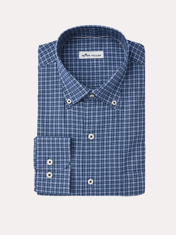 Peter Millar Men's Crown Fleece Stretch Sully Micro-Check Sport Shirt - Saint Bernard