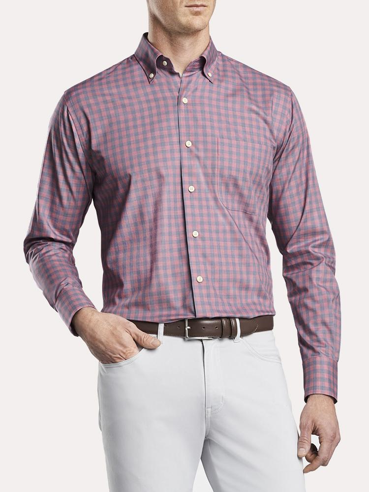 Peter Millar Crown Ease Stretch Woodberry Gingham - Saint Bernard