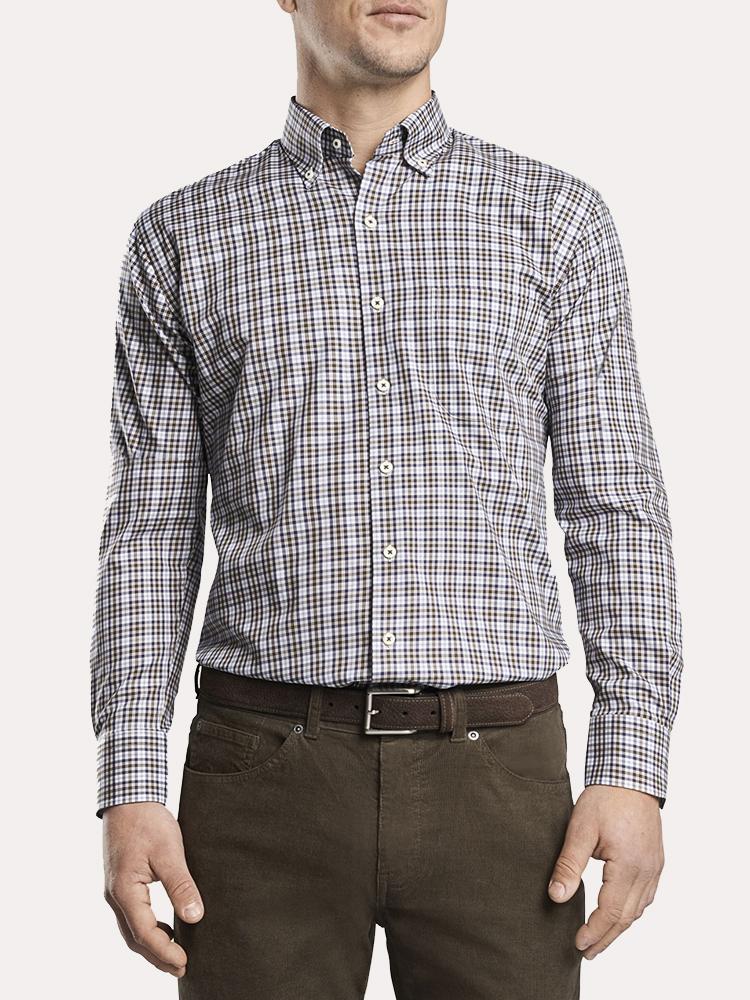 Peter Millar Crown Ease Stretch Worth Tartan Sport Shirt - Saint Bernard