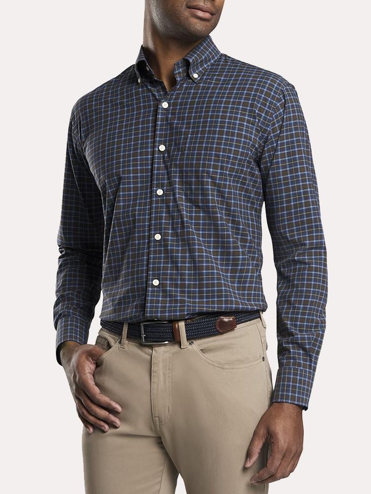 Peter Millar Crown Finish Stretch Grafton Plaid Sport Shirt - Saint Bernard