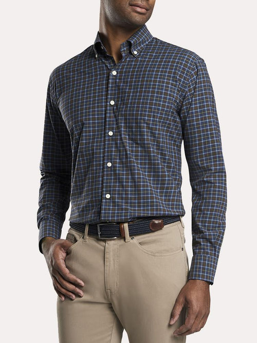 Peter Millar Crown Finish Stretch Grafton Plaid Sport Shirt