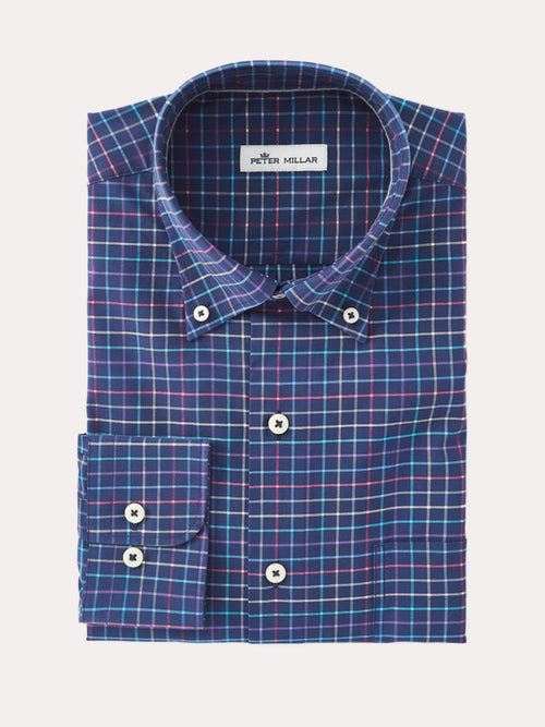Peter Millar Crown Finish Stretch Willow Park Tattersall Shirt