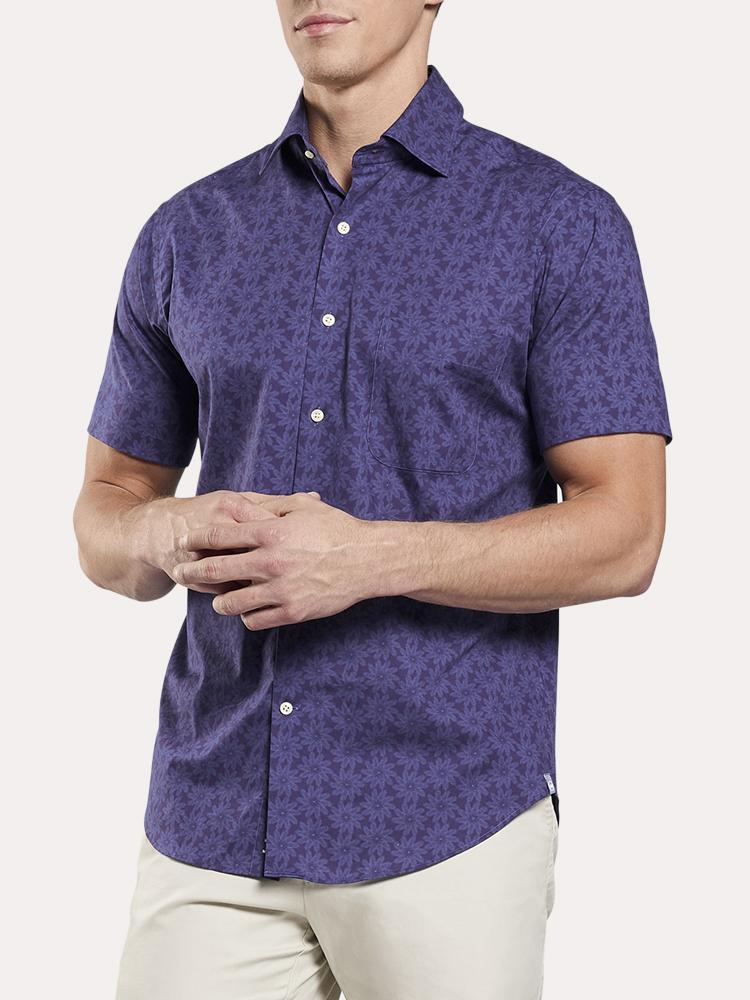 Peter Millar Seaside Palms Beach Short Sleeve Shirt - Saint Bernard