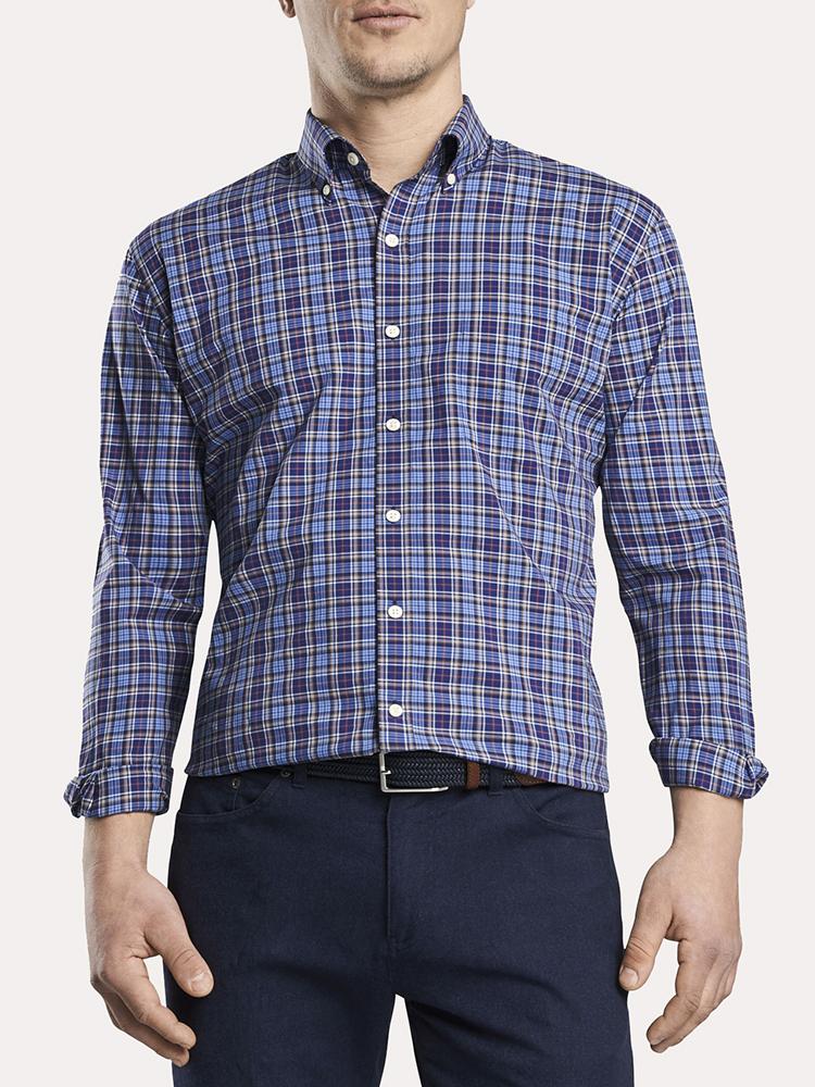 Peter Millar Men's Mountainside Half Moon Bay Tartan Sport Shirt - Saint Bernard