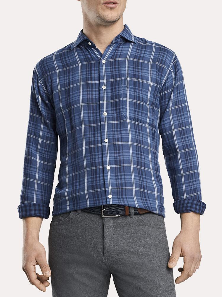 Peter Millar Men's Mountainside Beach Park Double-Cloth Sport Shirt - Saint Bernard