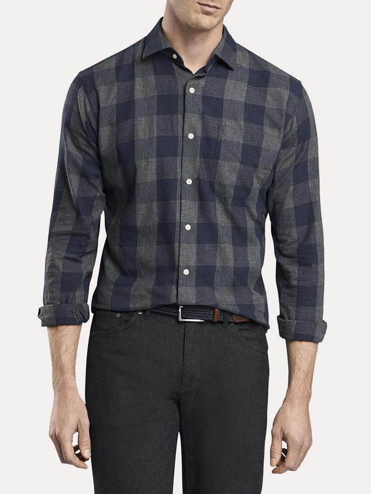Peter Millar Mountainside Kenton Buffalo Check Sport Shirt - Saint Bernard