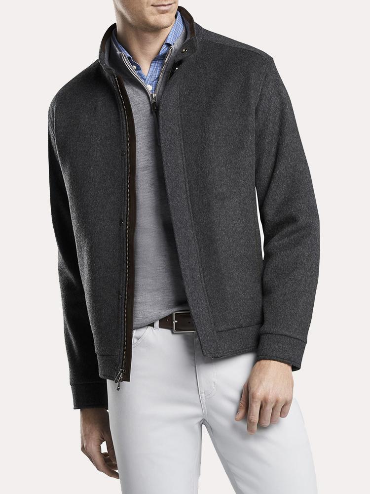 Peter Millar Crown Flex Fleece Bomber Jacket - Saint Bernard