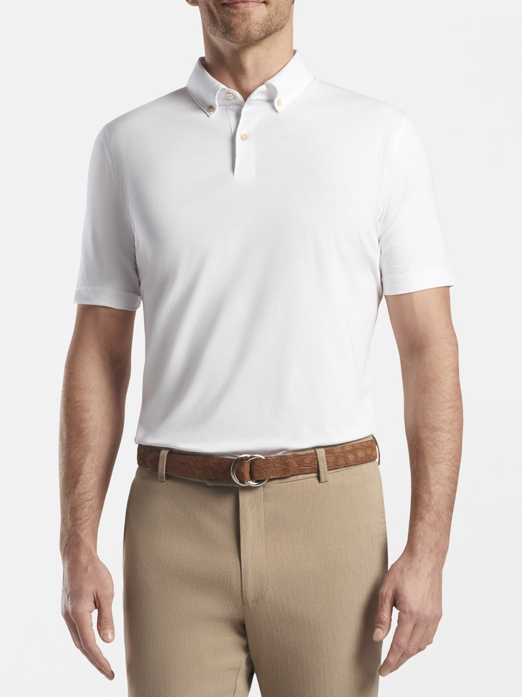 Peter Millar Crown Crafted Men's Ace Crown Blend Jersey Polo - Saint Bernard