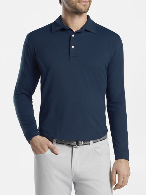 Peter Millar Crown Sport Men's Lyons Stripe Performance Long Sleeve Polo