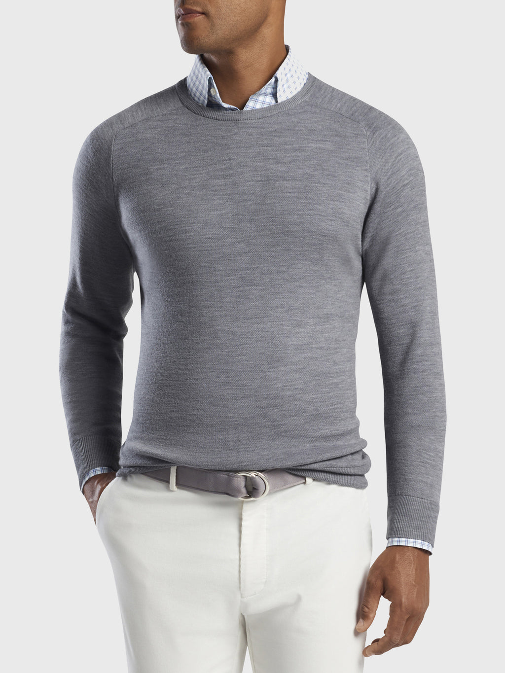 Peter Millar Crown Crafted Men's Wool Interlock Crewneck Sweater - Saint Bernard