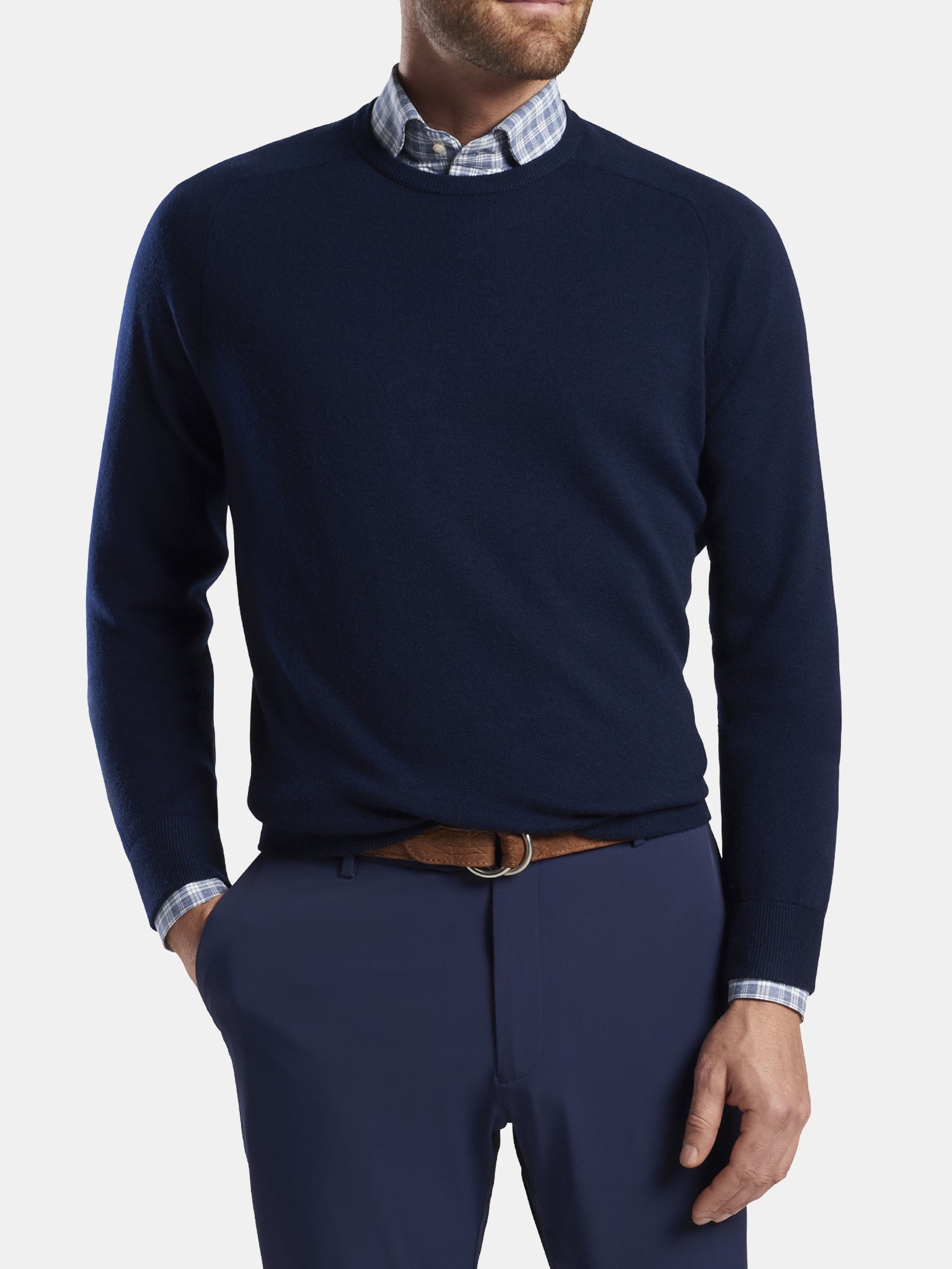 Peter Millar Crown Crafted Men's Wool Interlock Crewneck Sweater - Saint Bernard