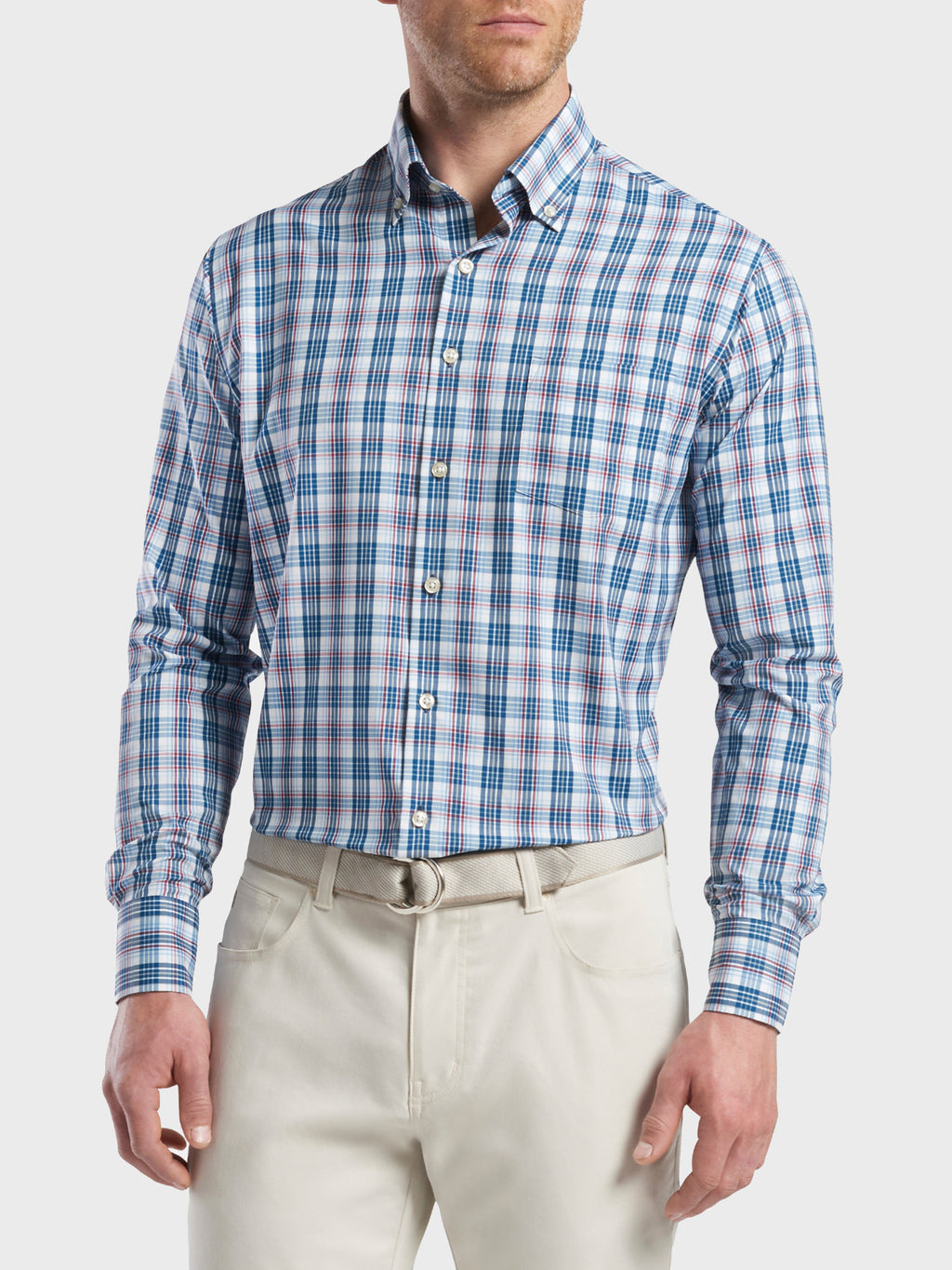 Peter Millar Crown Sport Men's Walker Performance Sport Shirt - Saint Bernard