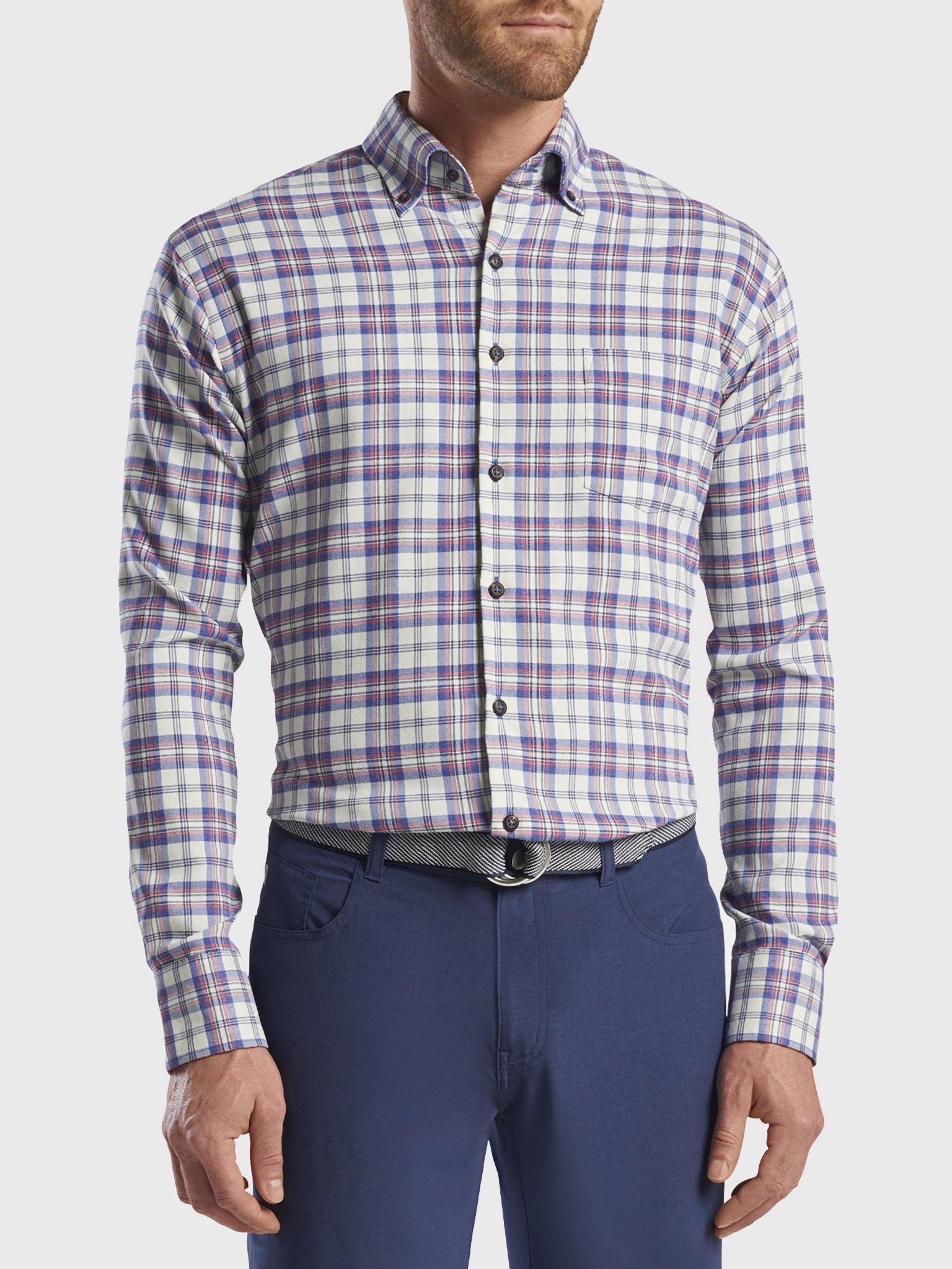 Peter Millar Crown Sport Men's Woodly Performance Flannel Sport Shirt - Saint Bernard