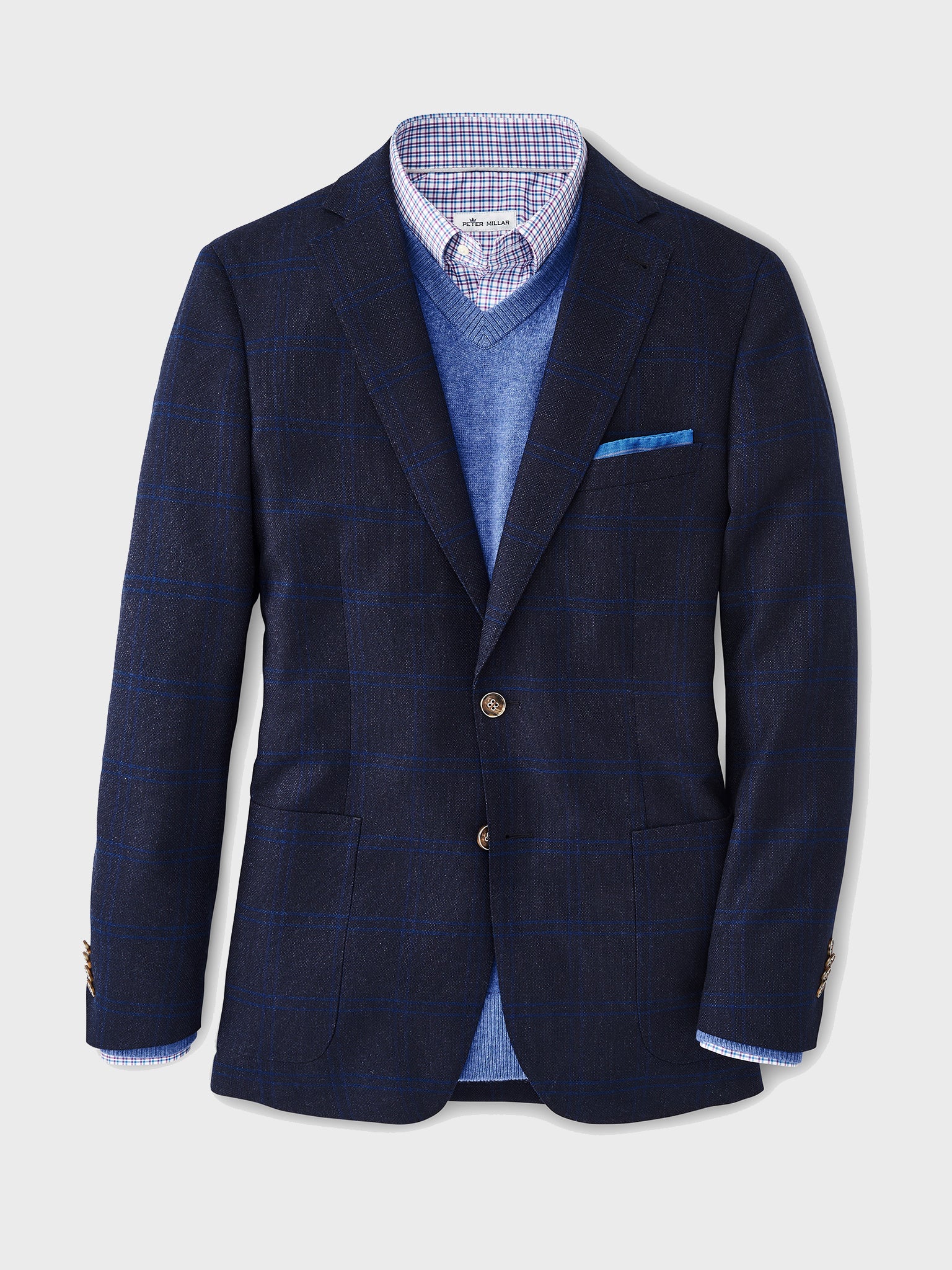 Peter Millar Crown Men's Fall Check Soft Jacket - Saint Bernard