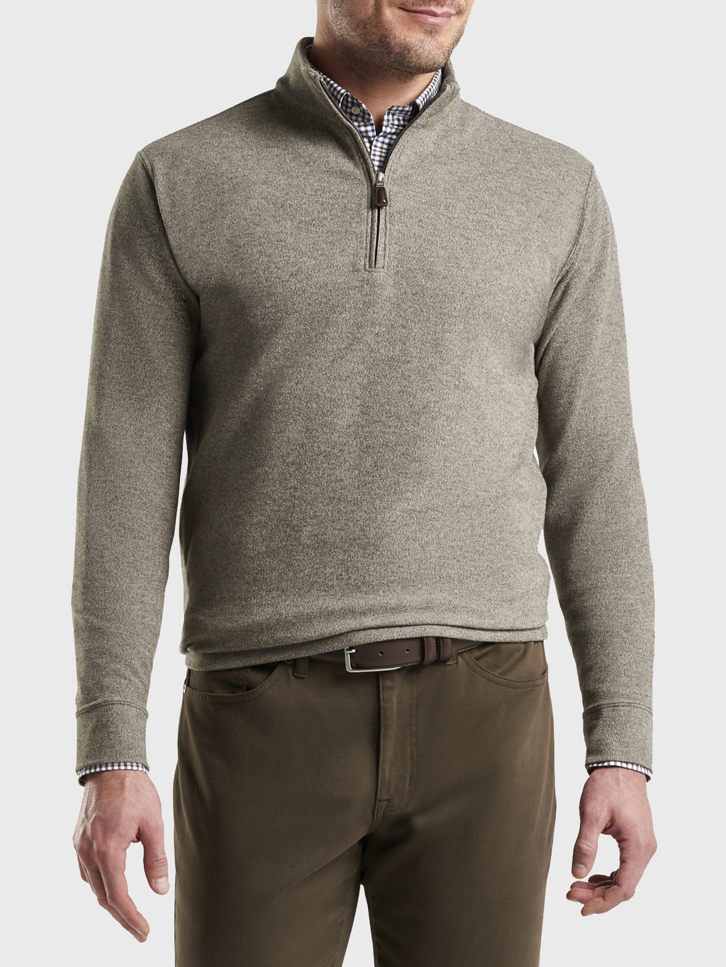 Peter Millar Crown Men's Arnie Fleece Quarter-Zip Pullover Sweater - Saint Bernard