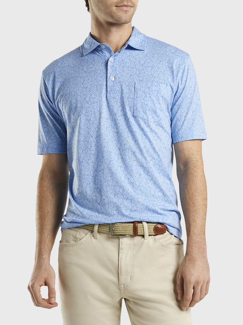 Peter Millar Seaside Men's Hibiscus Jungle Aqua Cotton Polo