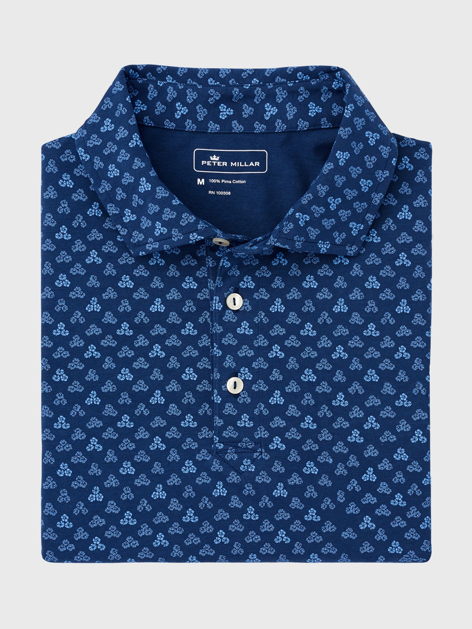 Peter Millar Seaside Men's Floral Trio Aqua Cotton Polo - Saint Bernard