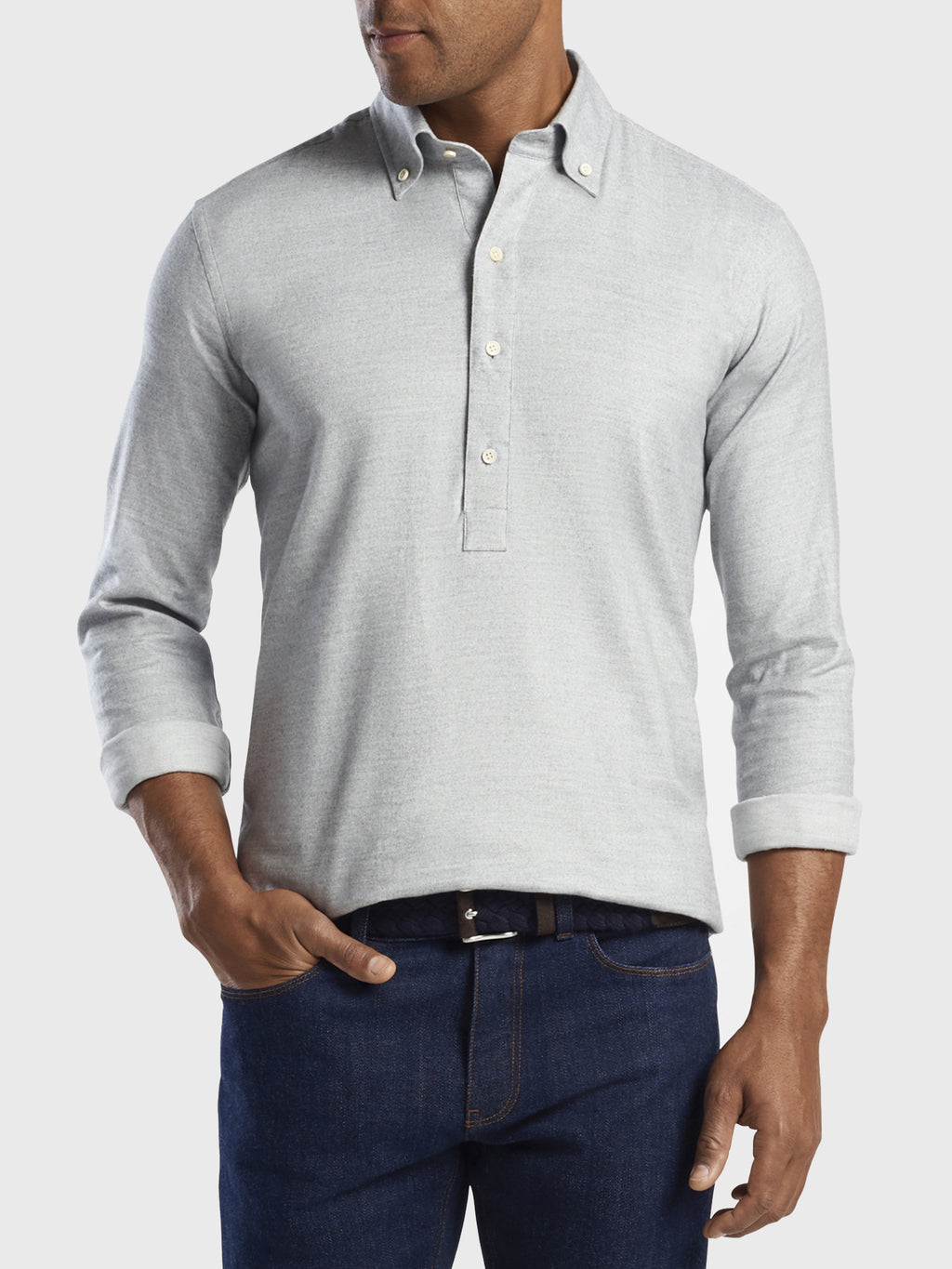 Peter Millar Collection Men's Butte Cotton-Blend Popover Shirt - Saint Bernard