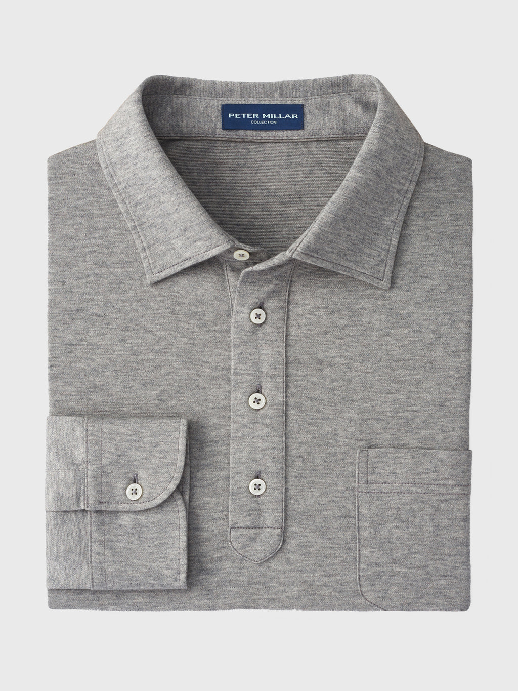 Peter Millar Collection Men's Avon Long Sleeve Cotton-Cashmere Polo Sweater - Saint Bernard