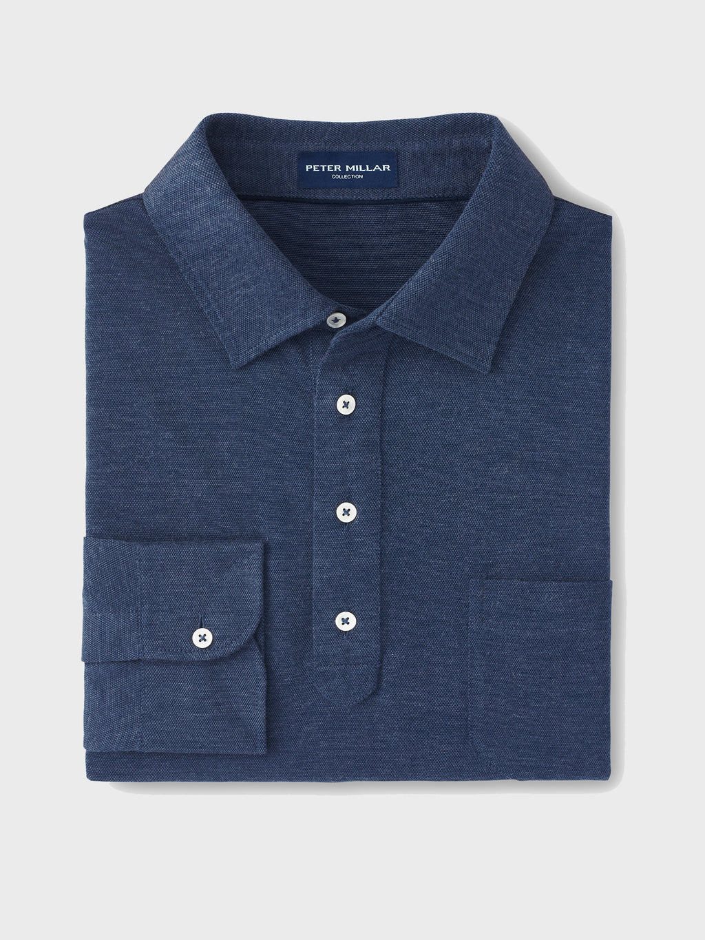 Peter Millar Collection Men's Avon Long Sleeve Cotton-Cashmere Polo Sweater - Saint Bernard