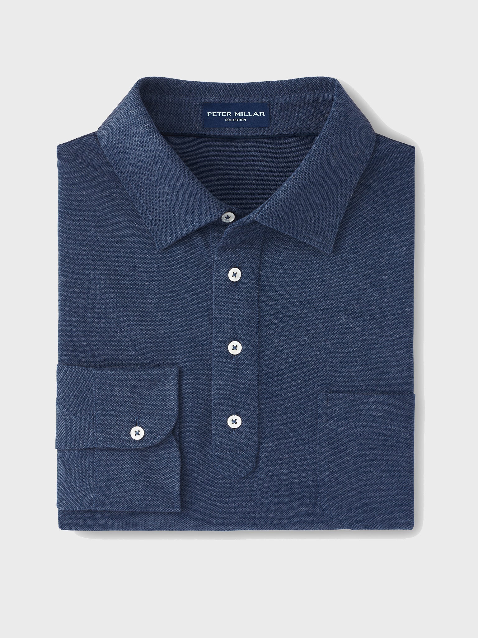 Peter Millar Collection Men's Avon Long Sleeve Cotton-Cashmere Polo Sweater - Saint Bernard