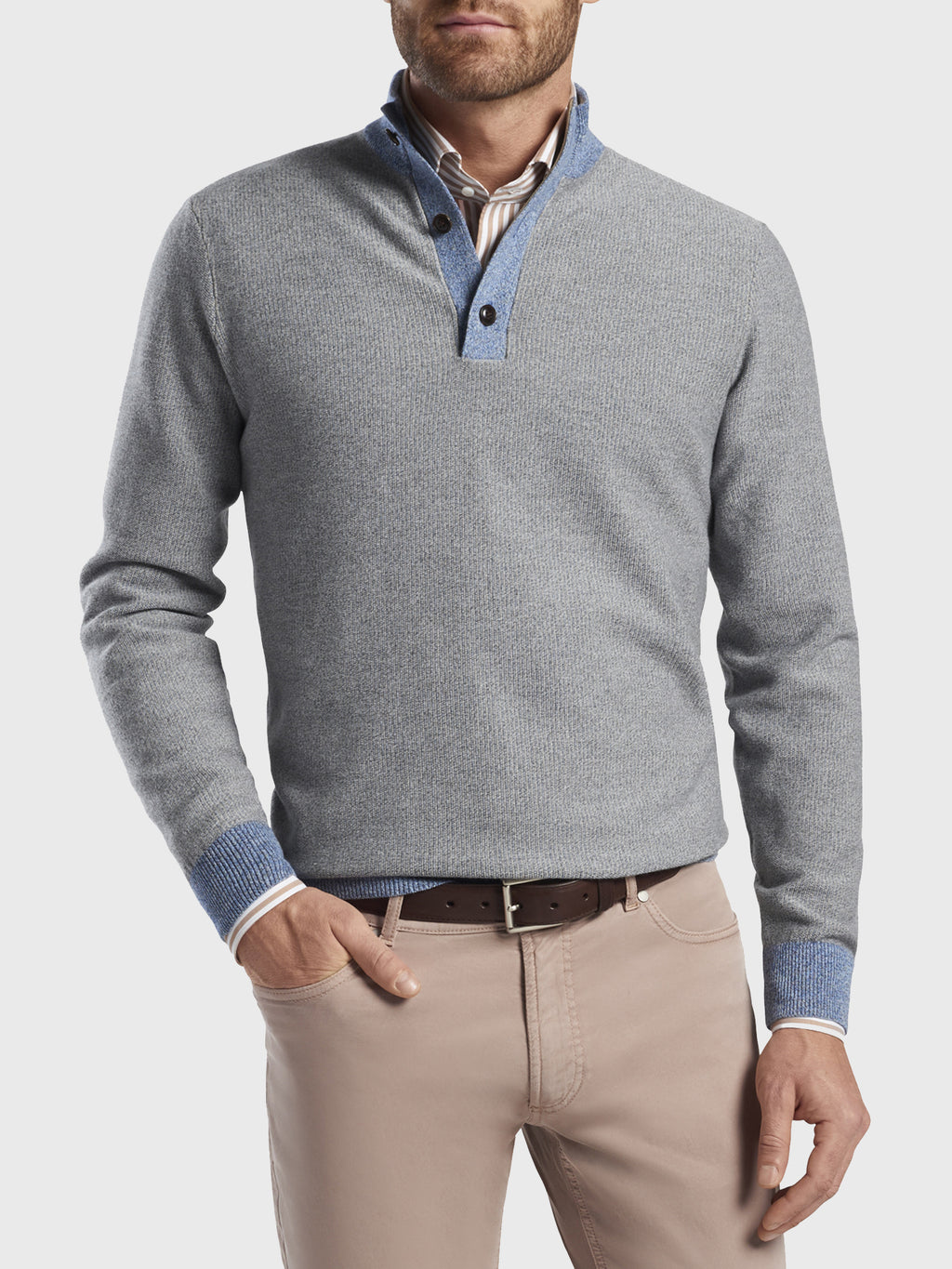 Peter Millar Collection Men's Timberline Quarter-Button Sweater - Saint Bernard
