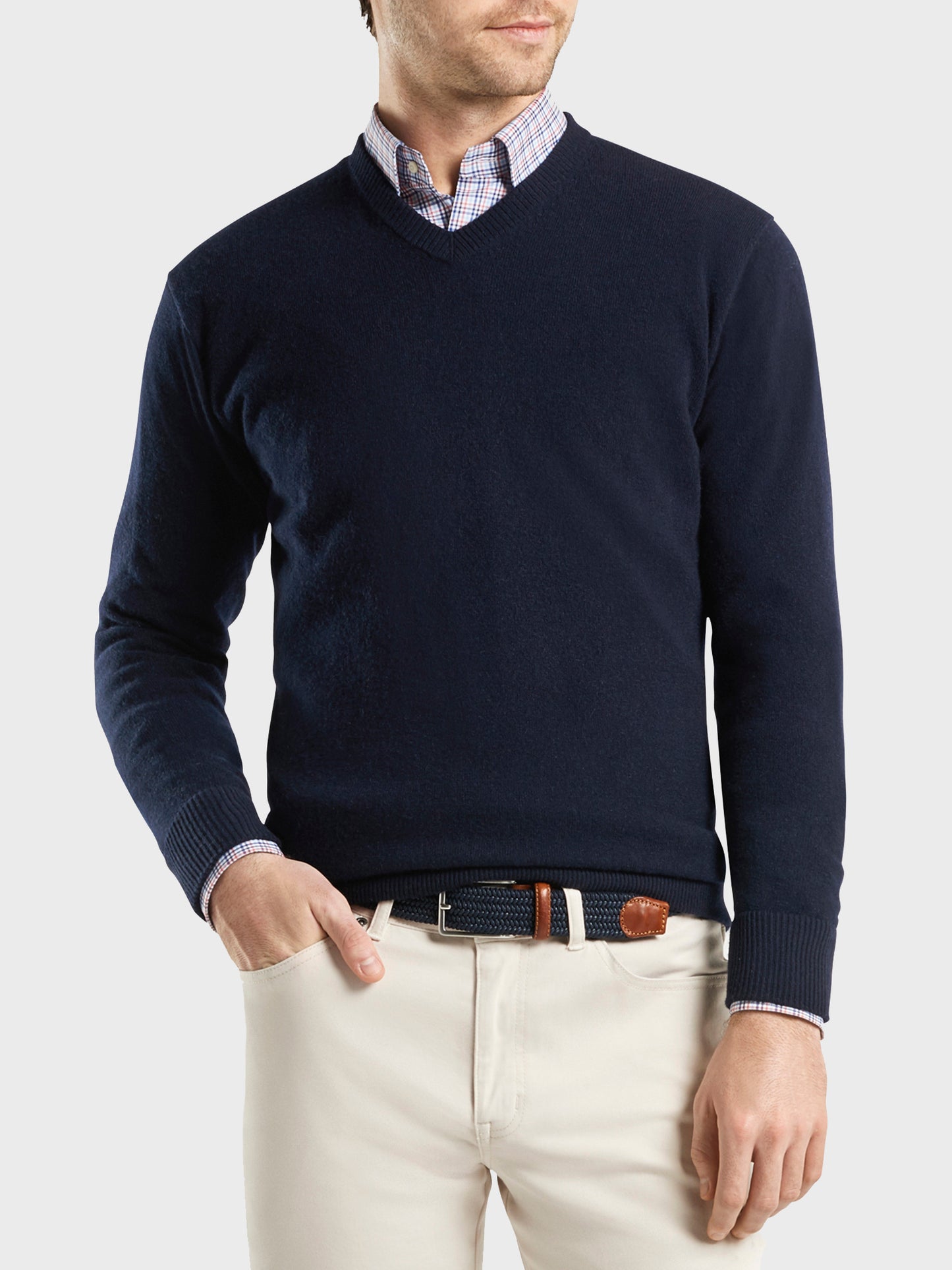 Peter Millar Crown Men's Crown Soft Cashmere V-Neck Sweater - Saint Bernard