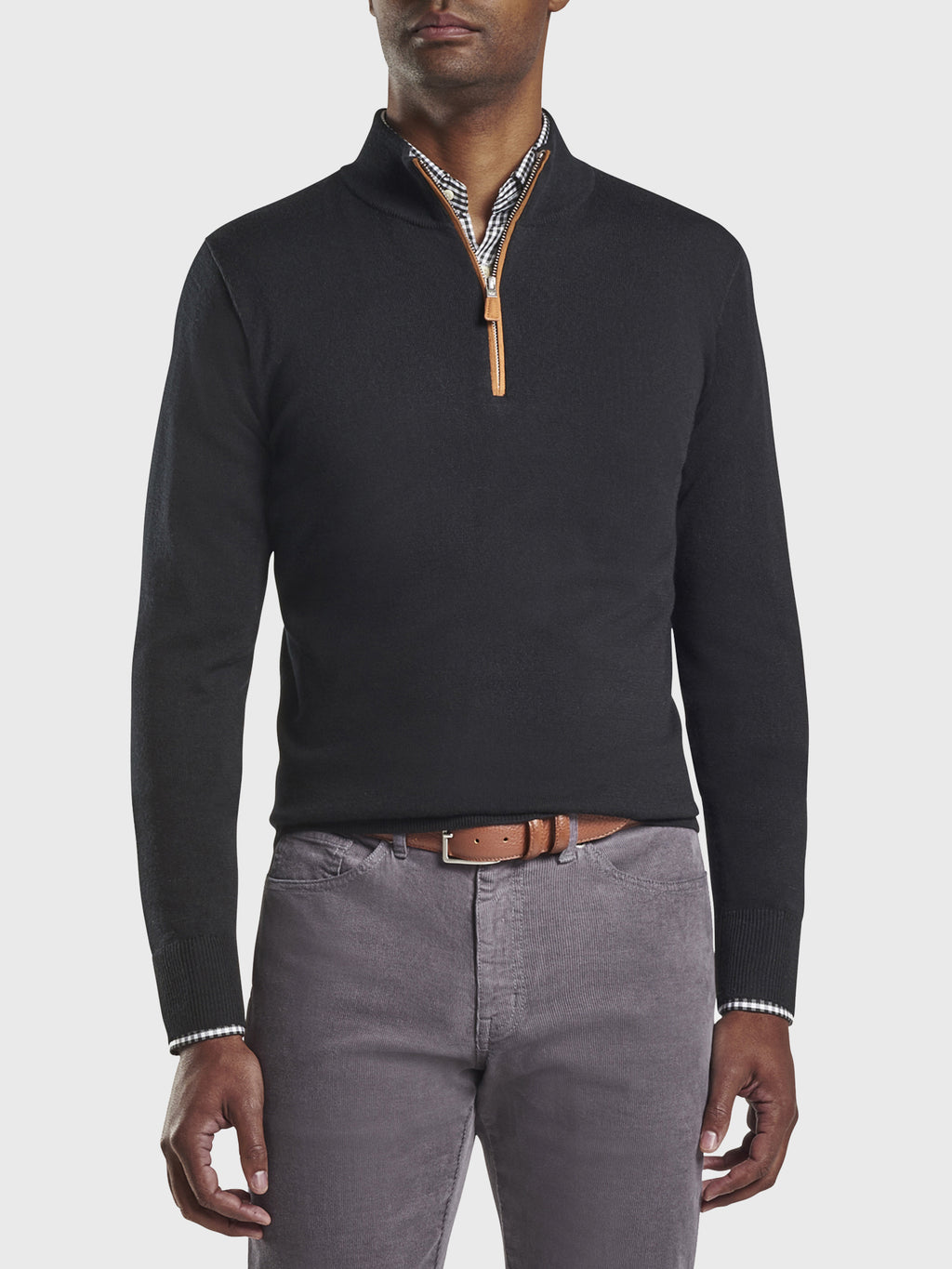 Peter Millar Men's Crown Soft Suede Trim Quarter-Zip - Saint Bernard