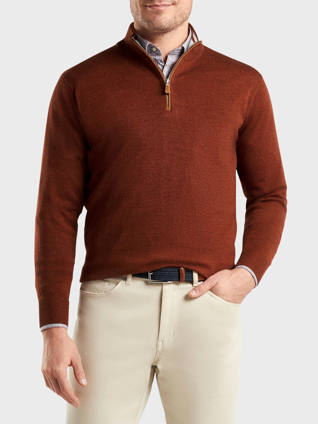 Peter Millar Men's Crown Soft Suede Trim Quarter-Zip - Saint Bernard