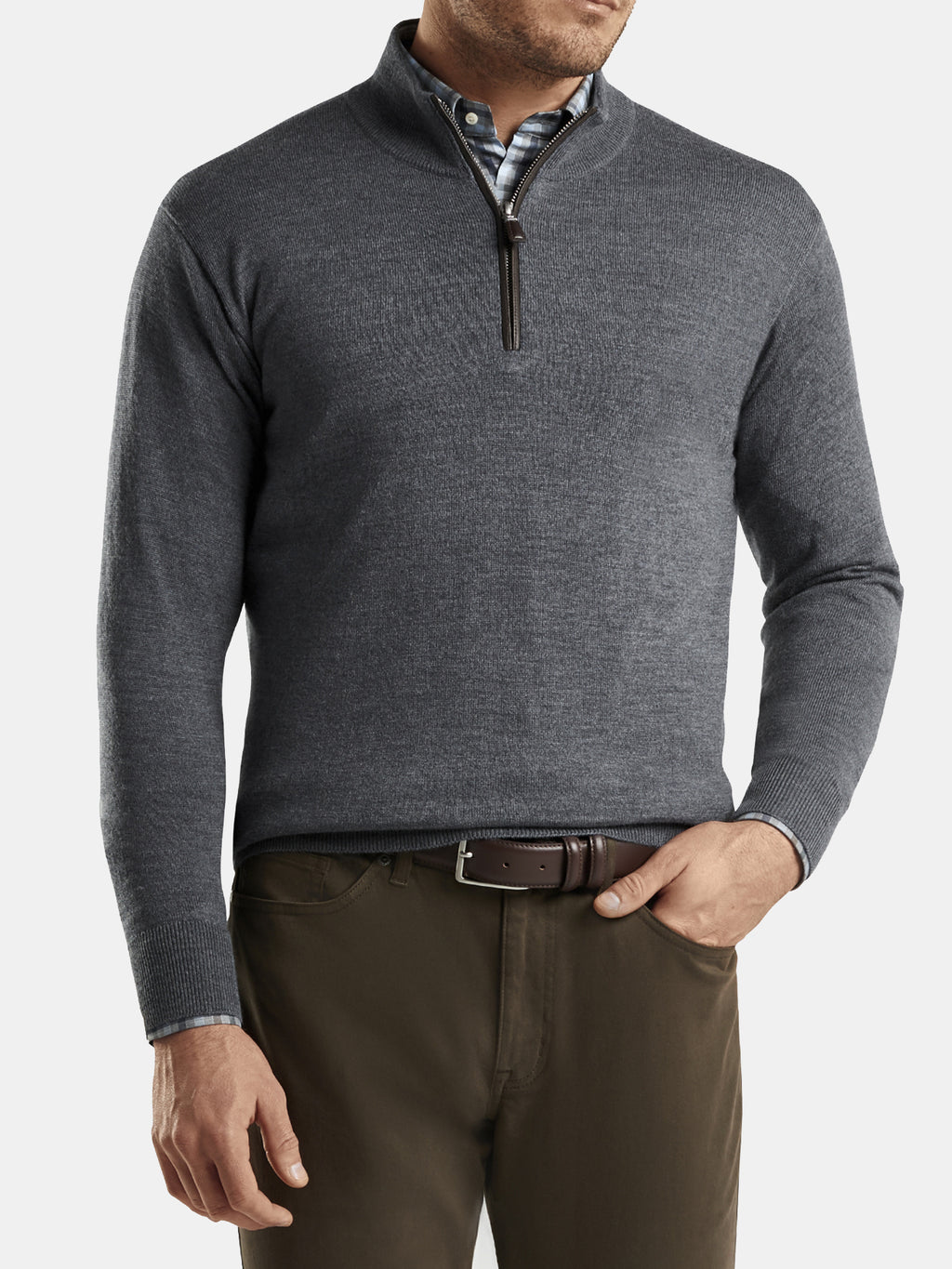 Peter Millar Crown Soft Men's Nappa Trim Quarter-Zip - Saint Bernard