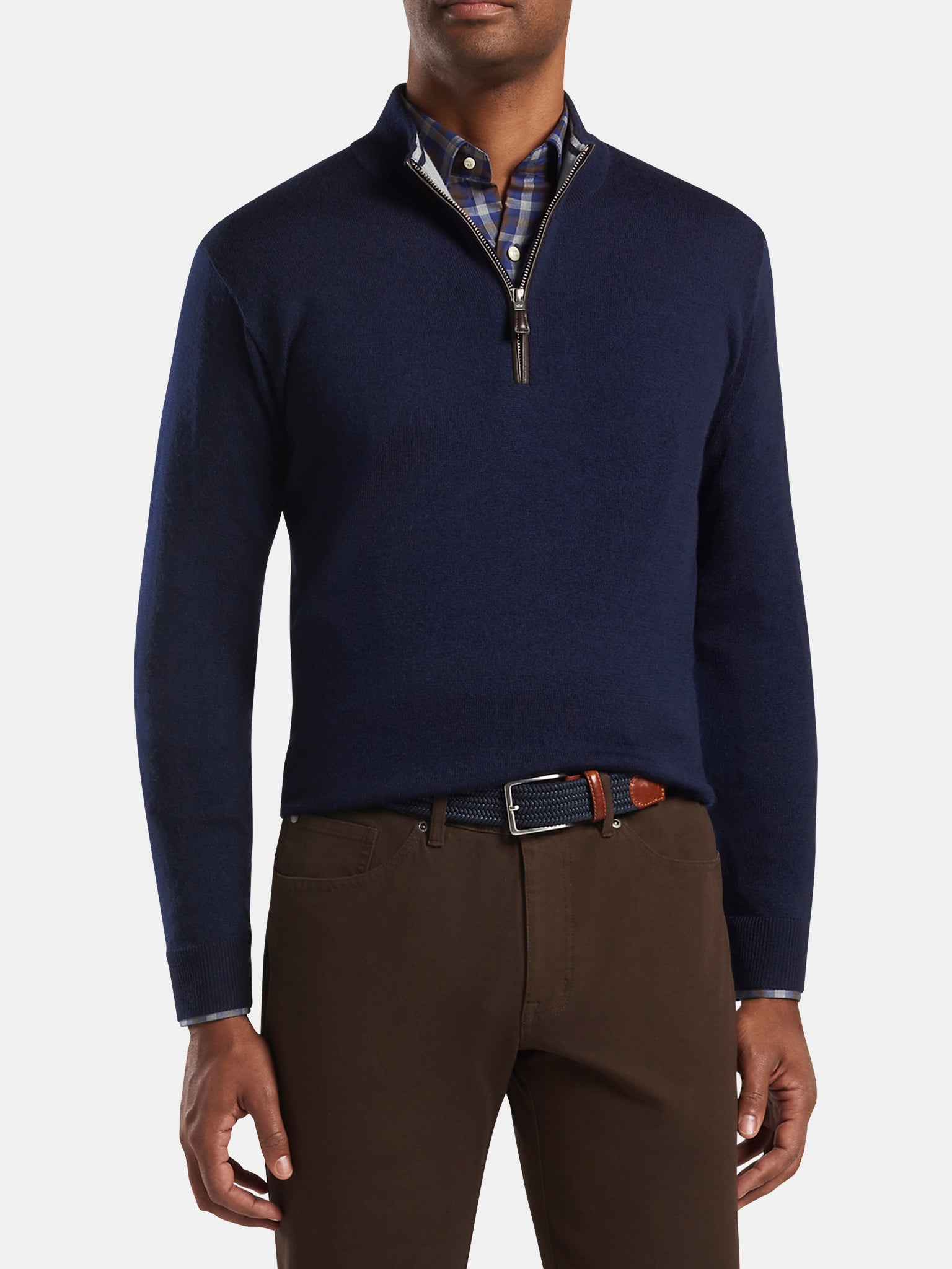 Peter Millar Crown Soft Men's Nappa Trim Quarter-Zip - Saint Bernard