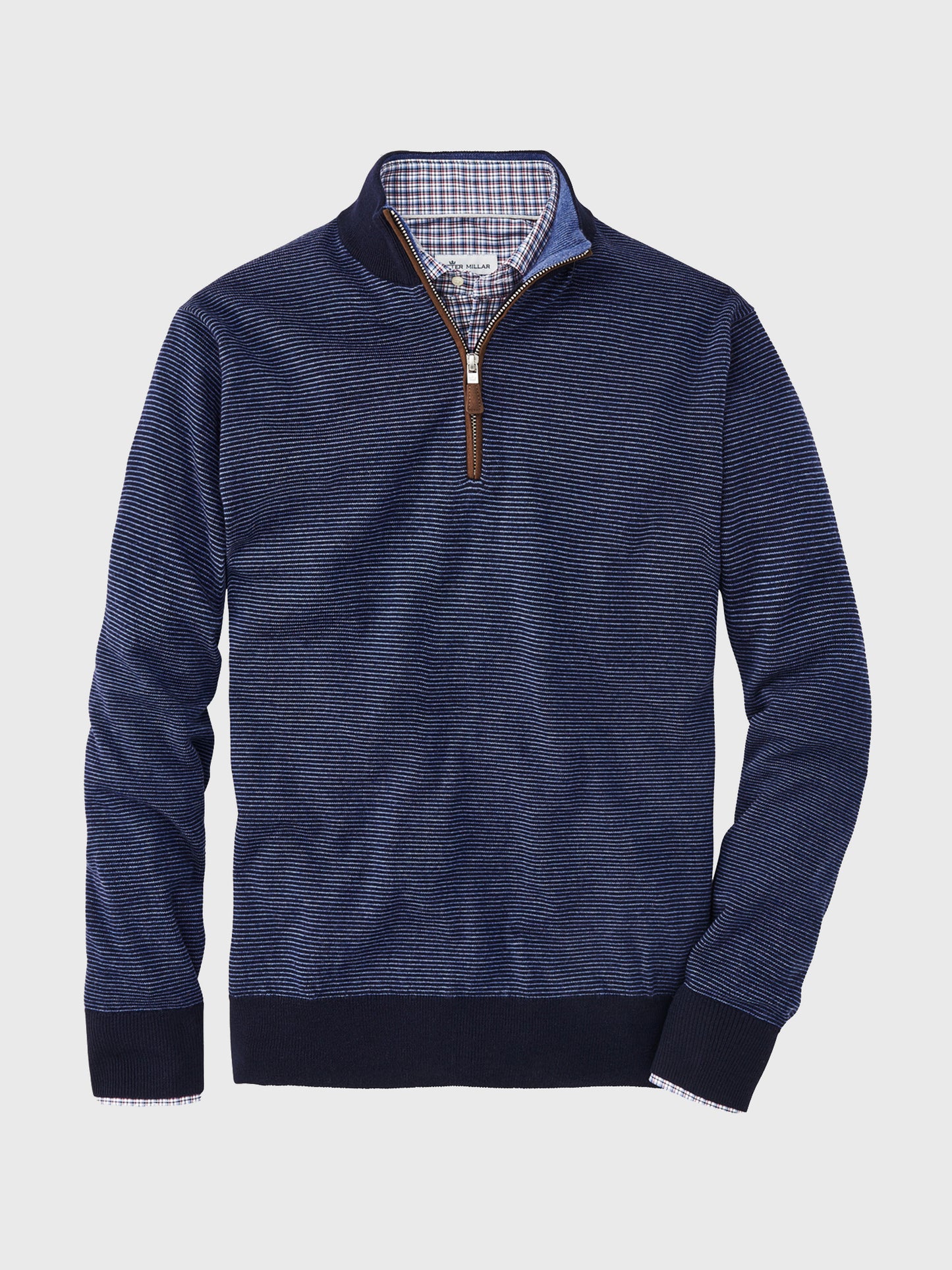 Peter Millar Crown Men's Needle-Stripe Wool Quarter-Zip Pullover Sweater