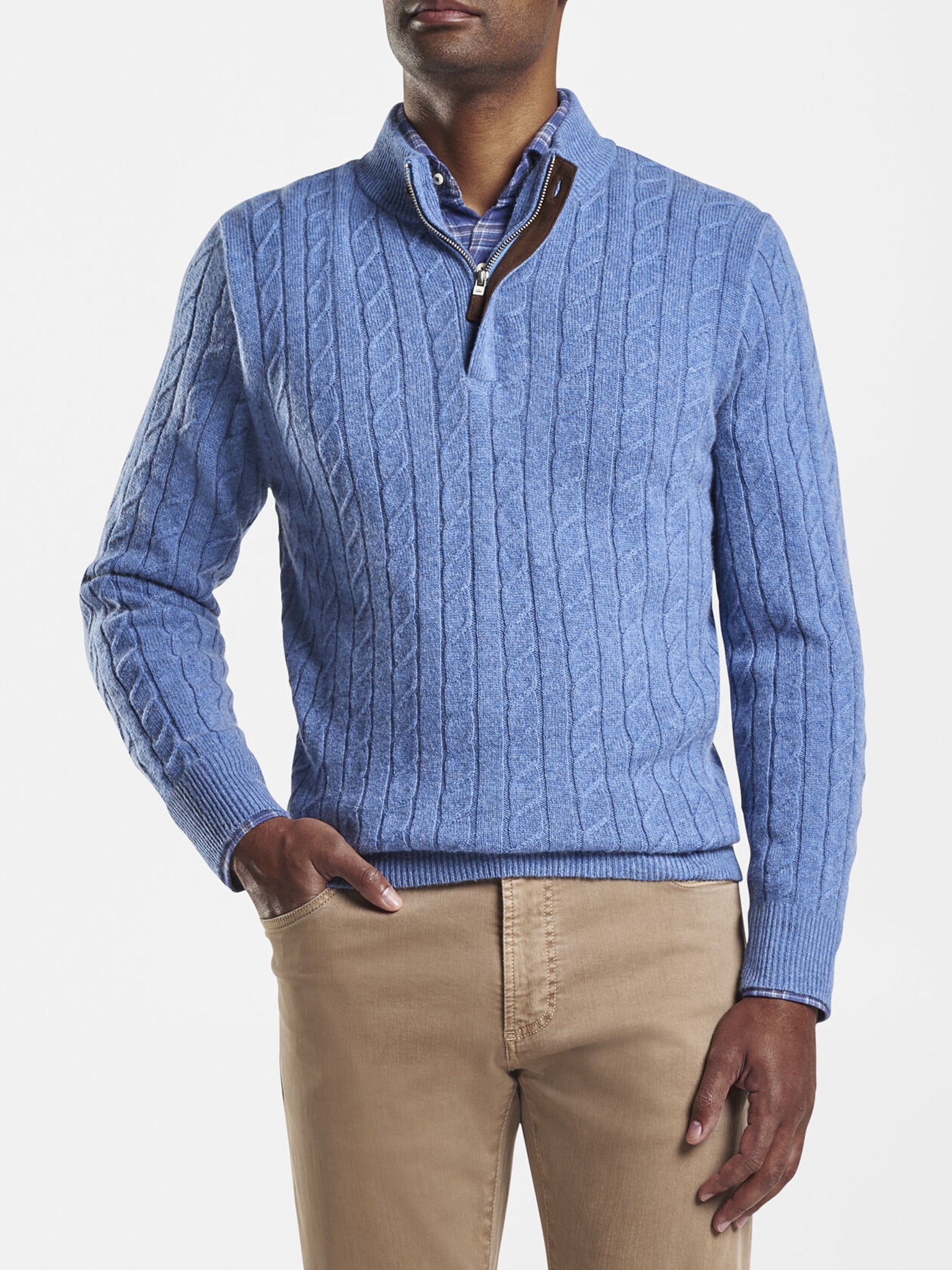 Peter Millar Crown Wool Cable Quarter-Zip Sweater - Saint Bernard
