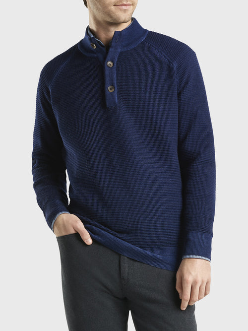 Peter Millar Mountainside Men's Waffle Stitch Button-Mock Sweater