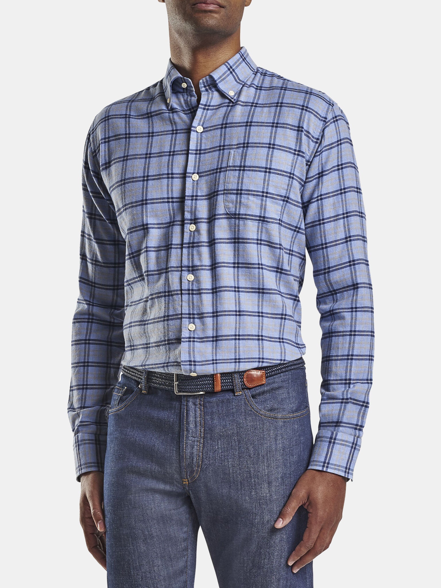 Peter Millar Crown Men's Gus Flannel Sport Shirt - Saint Bernard