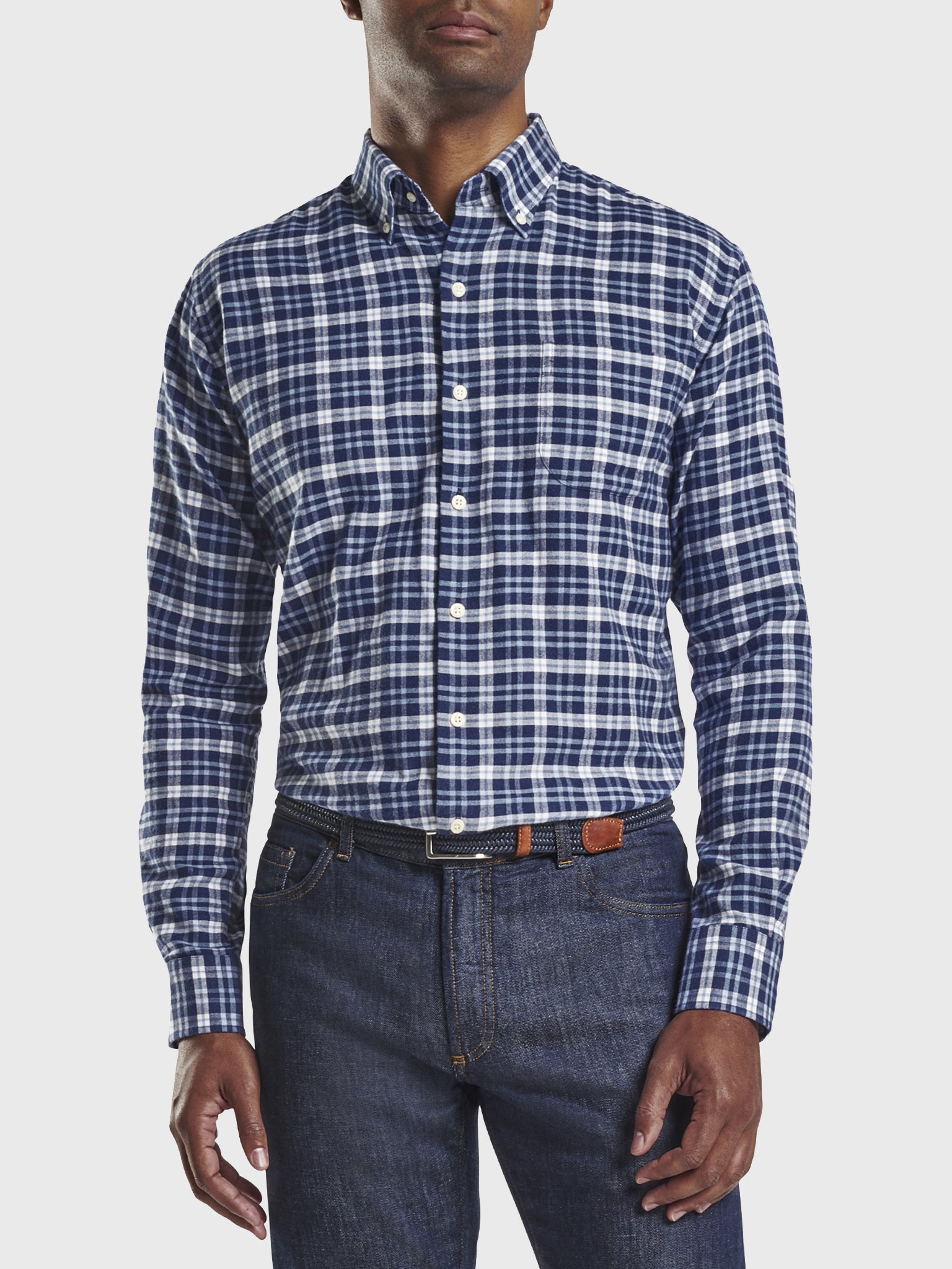 Peter Millar Crown Men's Gus Flannel Sport Shirt - Saint Bernard