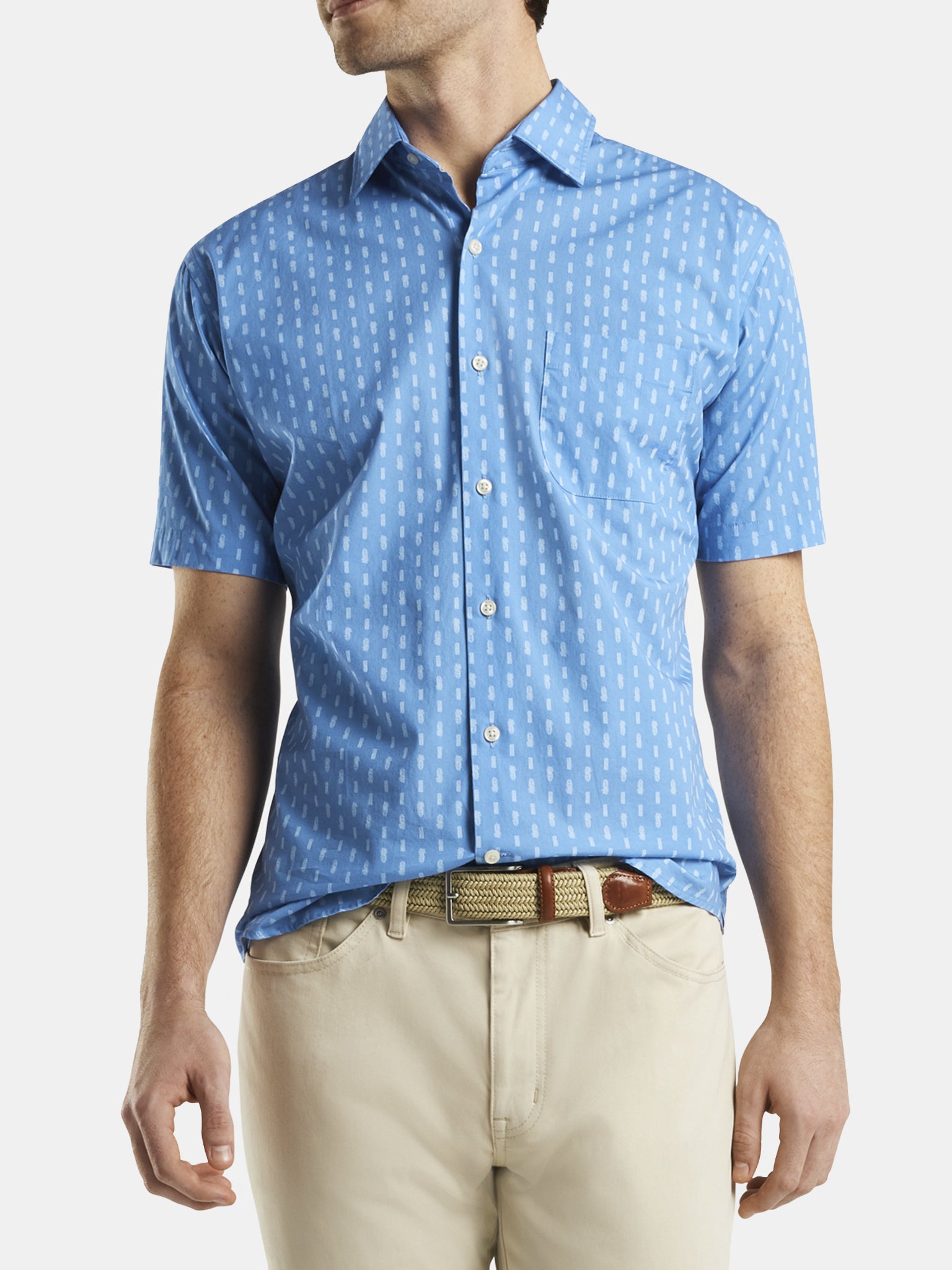 Peter Millar Seaside Skull Tiki Cotton-Blend Sport Shirt - Saint Bernard