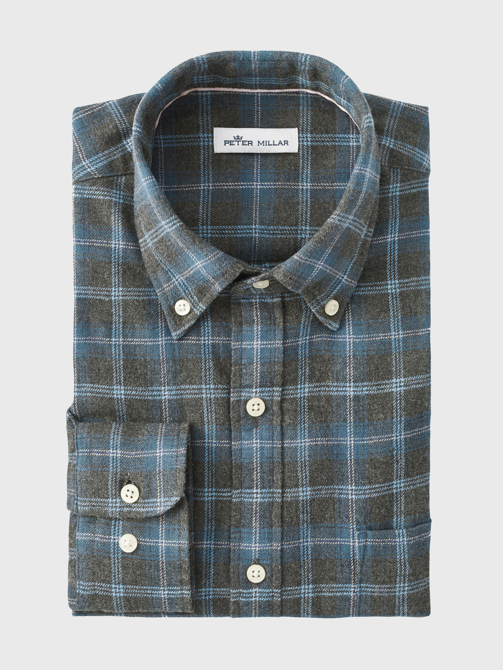 Peter Millar Mountainside Men's Greymouth Flannel Sport Shirt - Saint Bernard