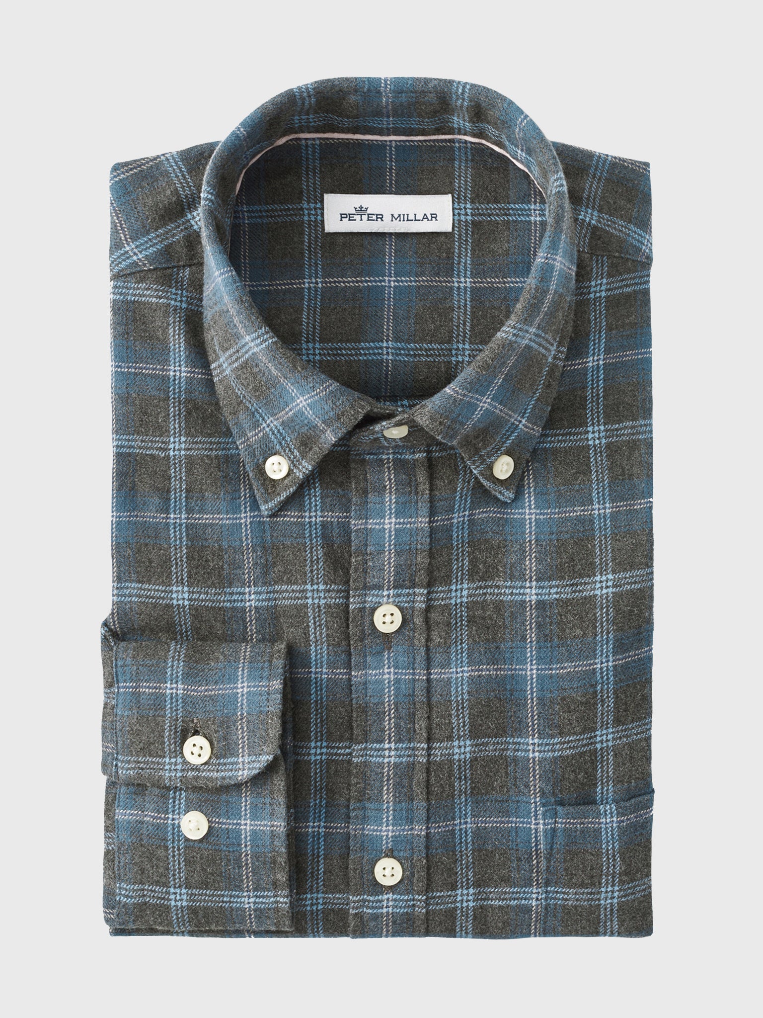 Peter Millar Mountainside Men's Greymouth Flannel Sport Shirt - Saint Bernard