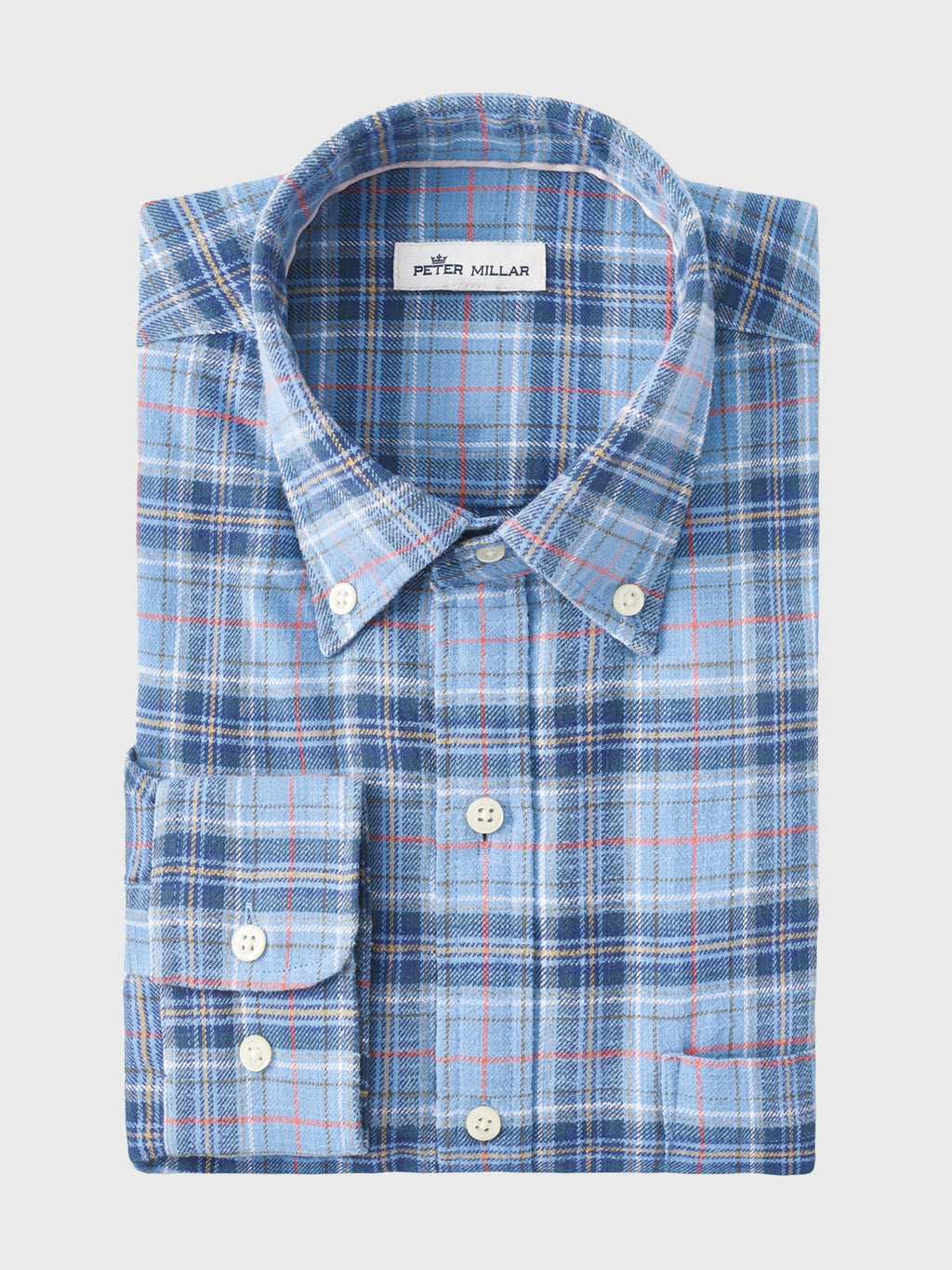 Peter Millar Mountainside Men's Huntly Cotton Flannel Sport Shirt - Saint Bernard