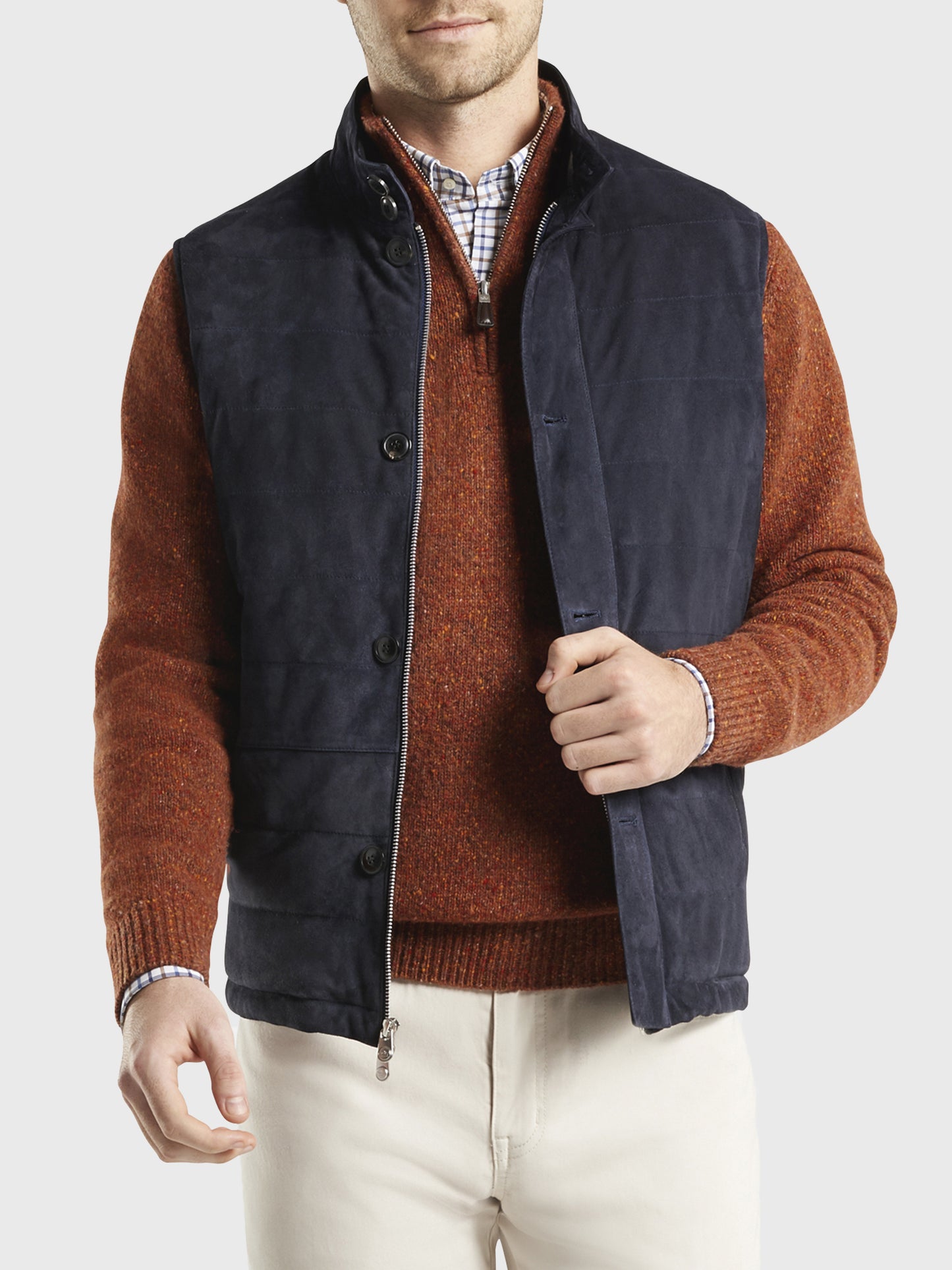 Peter Millar Crown Men's Suede Vest - Saint Bernard