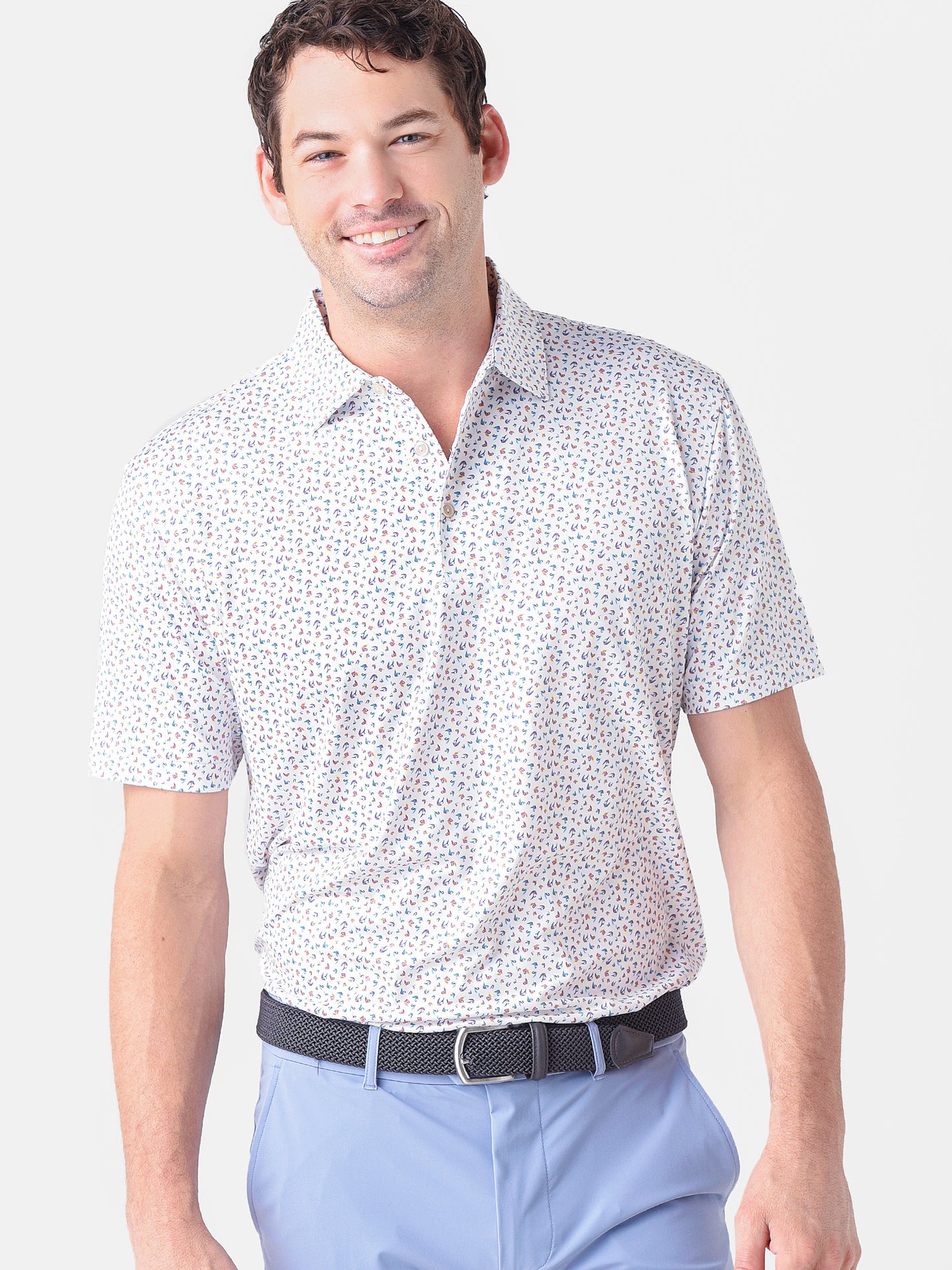 Peter Millar Crown Sport Men's River Performance Jersey Polo - Saint Bernard