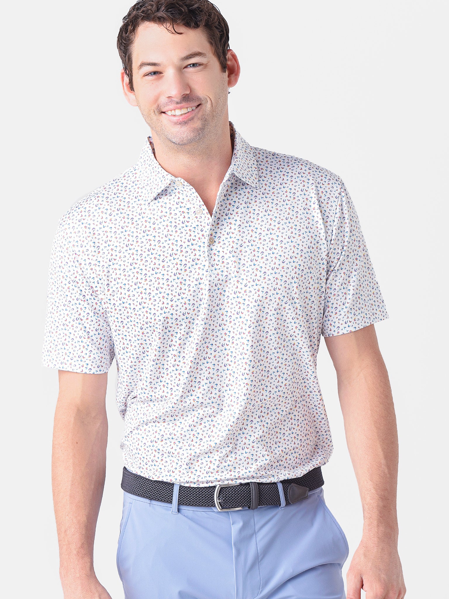 Peter Millar Crown Sport Men's River Performance Jersey Polo - Saint Bernard