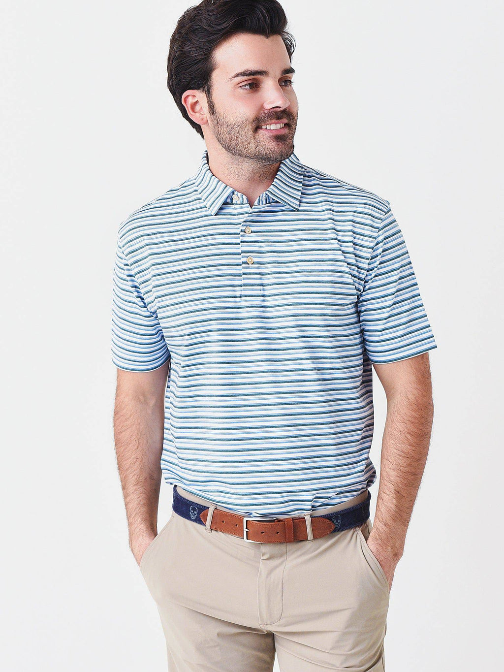Peter Millar Crown Sport Men's Monterey Performance Jersey Polo - Saint Bernard