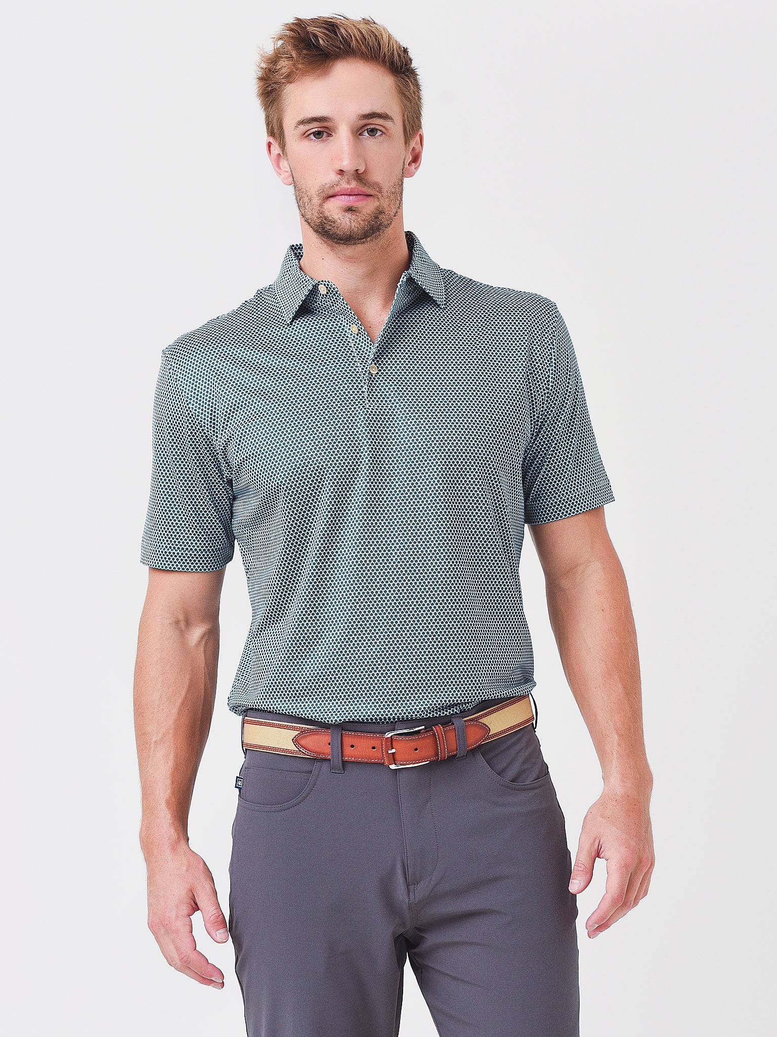Peter Millar Crown Sport Men's Wilson Performance Jersey Polo - Saint Bernard