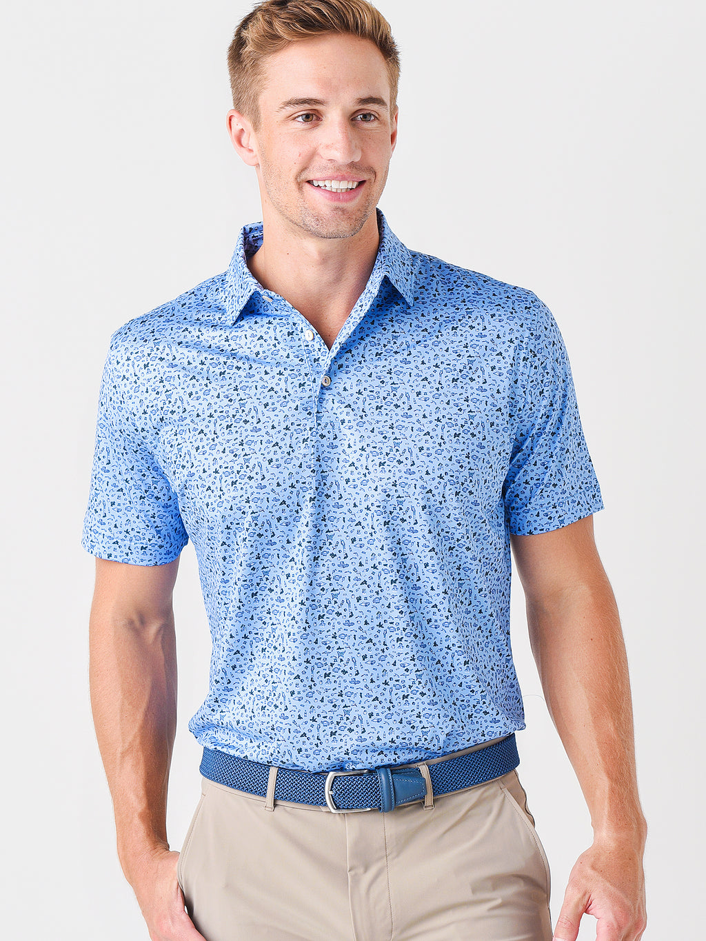 Peter Millar Crown Sport Men's Mae Performance Jersey Polo - Saint Bernard